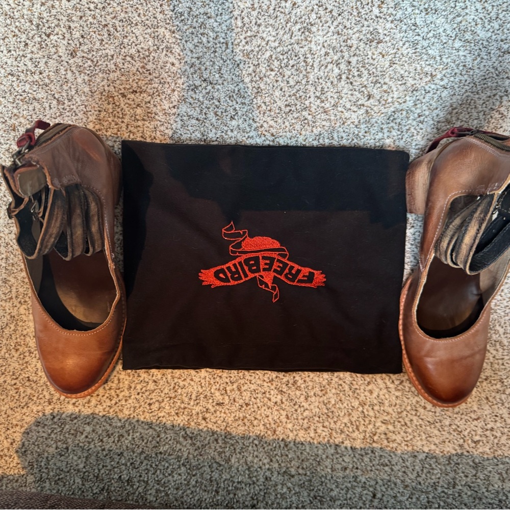 Freebird Tan Leather Ankle Boots